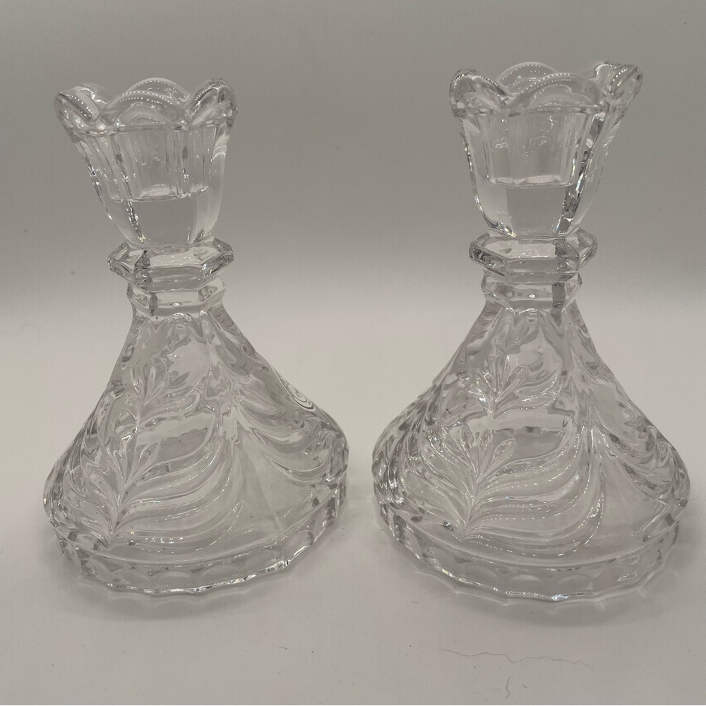 Vintage Anna Hutte Crystal Candle Holders 24% Leaded Crystal made in Germany 5’